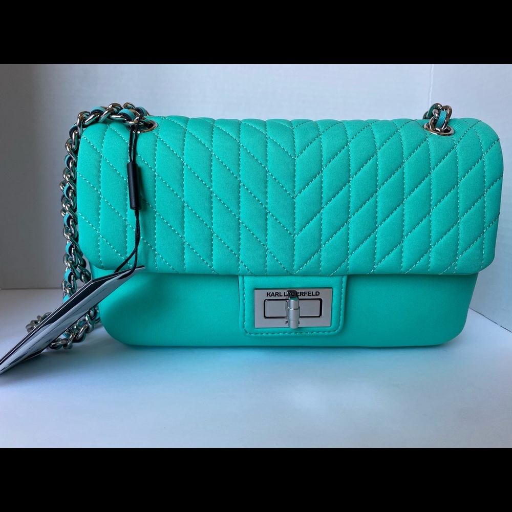 Karl Lagerfeld Mint Blue Quilted Purse